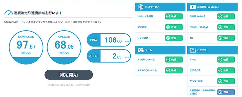 USEN速度測定結果